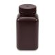 Bottle, Wide Mouth, Square, HDPE, Attached PP Screw Cap, 500mL, 12/Pack