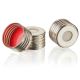 DiamondPure Steel/Magnetic Screw Cap for 20mL Headspace Vial, 18mm Finish, CTC Compatible, Red PTFE/White Silicone, 1.3mm