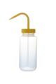 Wash Bottles Color Coded Wide Mouth, 500mL, Clear/Yellow
