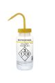 Wash Bottles Safety Labeled, Self Venting, Wide Mouth, 500mL, Isopropanol, Clear/Yellow