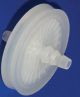 PTFE inline membrane filter, 50mm dia, porosity 0.45µm, Sterile filter with 1/4in to 3/8” barb ports, 10 pack, PK100