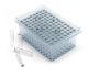 1.5ml Clear Borosilicate Glass Flat Bottom 9x44mm Vial with bottom barcode label, in vial loader, 5 racks of 96