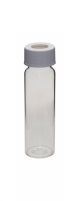 Precleaned - 40mL Clear Vial, 24-414mm Open Top White Polypropylene Closure, .125in PTFE/Silicone Lined