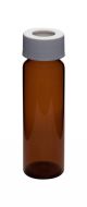 40mL Amber Vial, 24-400mm Open Top Black Closure, 0.125in PTFE/Silicone Top Hat™ Lined