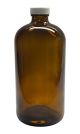 32 oz, 1000mL Amber Boston Round Bottle, 94x206mm, 33-400mm Thread