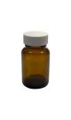 1 oz, 30cc Amber Packer, 36x65mm, 28-400mm Thread, Phenolic Closure, PE Cone Lined