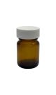 1/2 oz, 15cc Amber Packer, 31x50mm, 28-400mm Thread, Phenolic Closure, PE Cone Lined