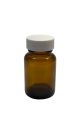 1 oz, 30cc Amber Packer, 36x65mm, 28-400mm Thread, Polypropylene Closure, Unlined