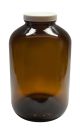 80 oz, 2500cc Amber Packer, 140x235mm, 70-400mm Thread, Polypropylene Closure, Unlined