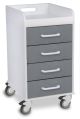 White Compact Cart with Silver Metallic Drawers