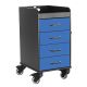 Black Compact Cart with Global Blue Drawers