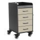Black Compact Cart with Almond Beige Drawers