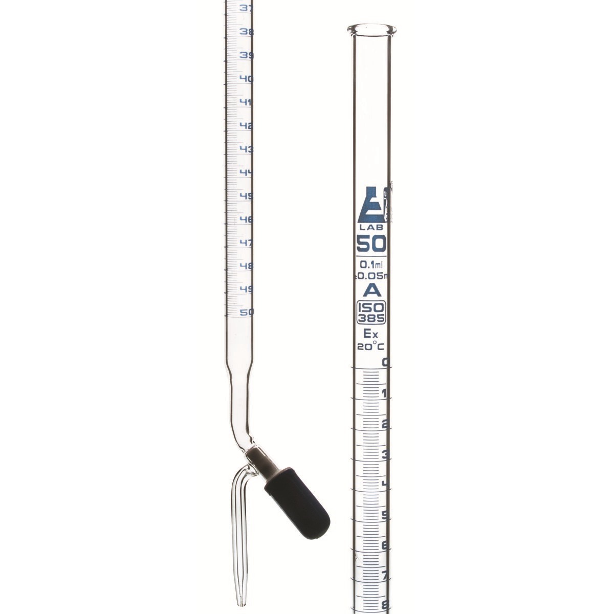 Burettes - PTFE Rotaflow stopcock, capacity 50ml, Sub. Div. 0.10ml Tolerance ± 0.05ml, class 'A'