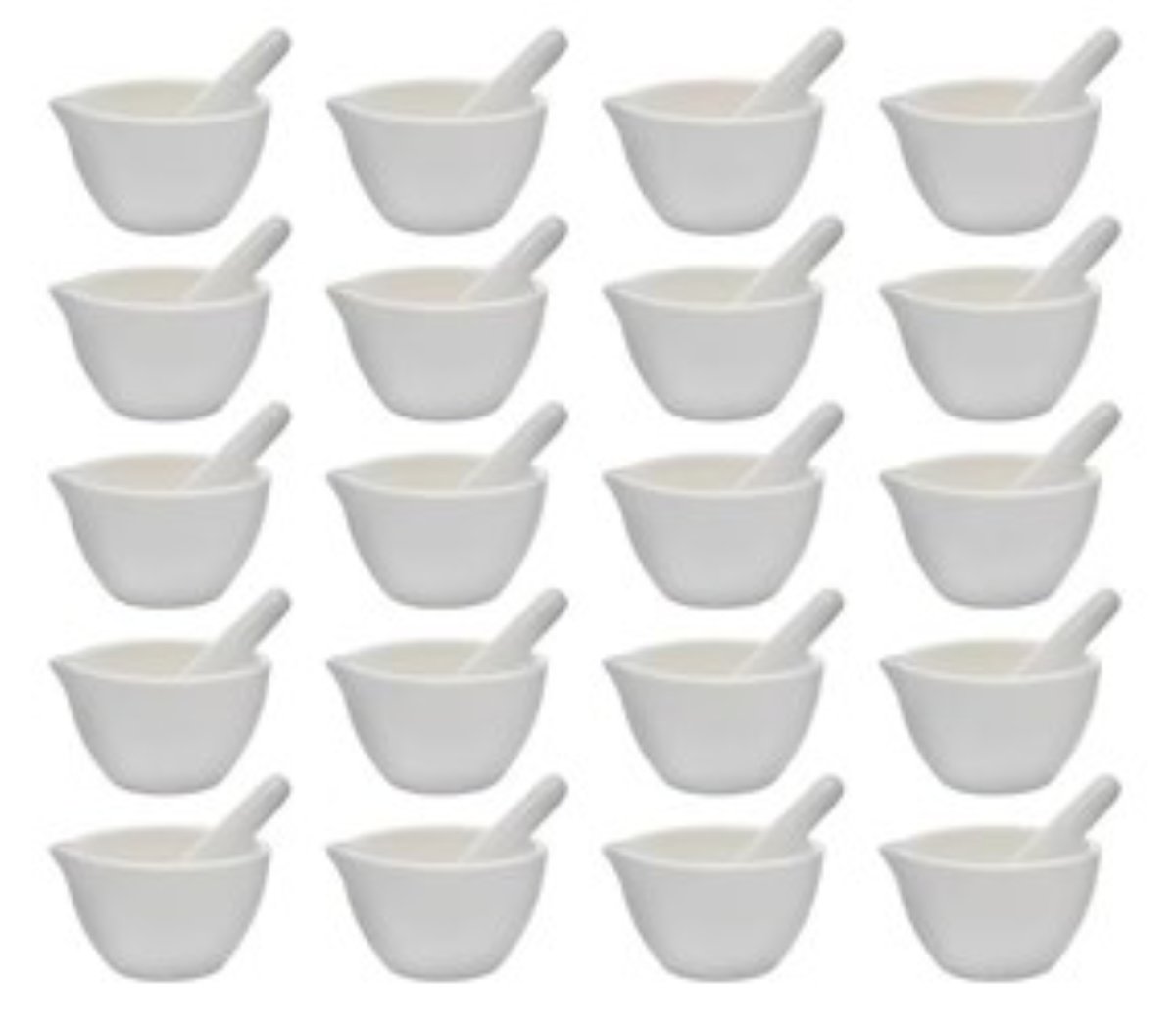 Mortar & Pestle, Porcelain, outer dia 80mm, cap. 60m, case of 20