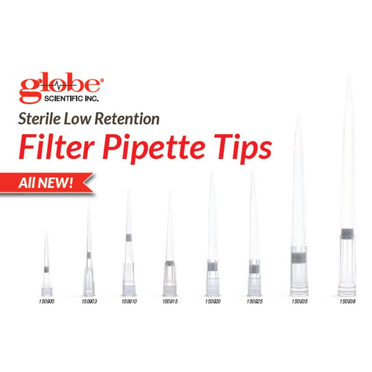 Filter Pipette Tip, 1 - 200uL, Certified, Universal, Low Retention, Graduated, Natural, STERILE, 96/Rack, 10 Racks/Box, 2 Boxes/Carton
