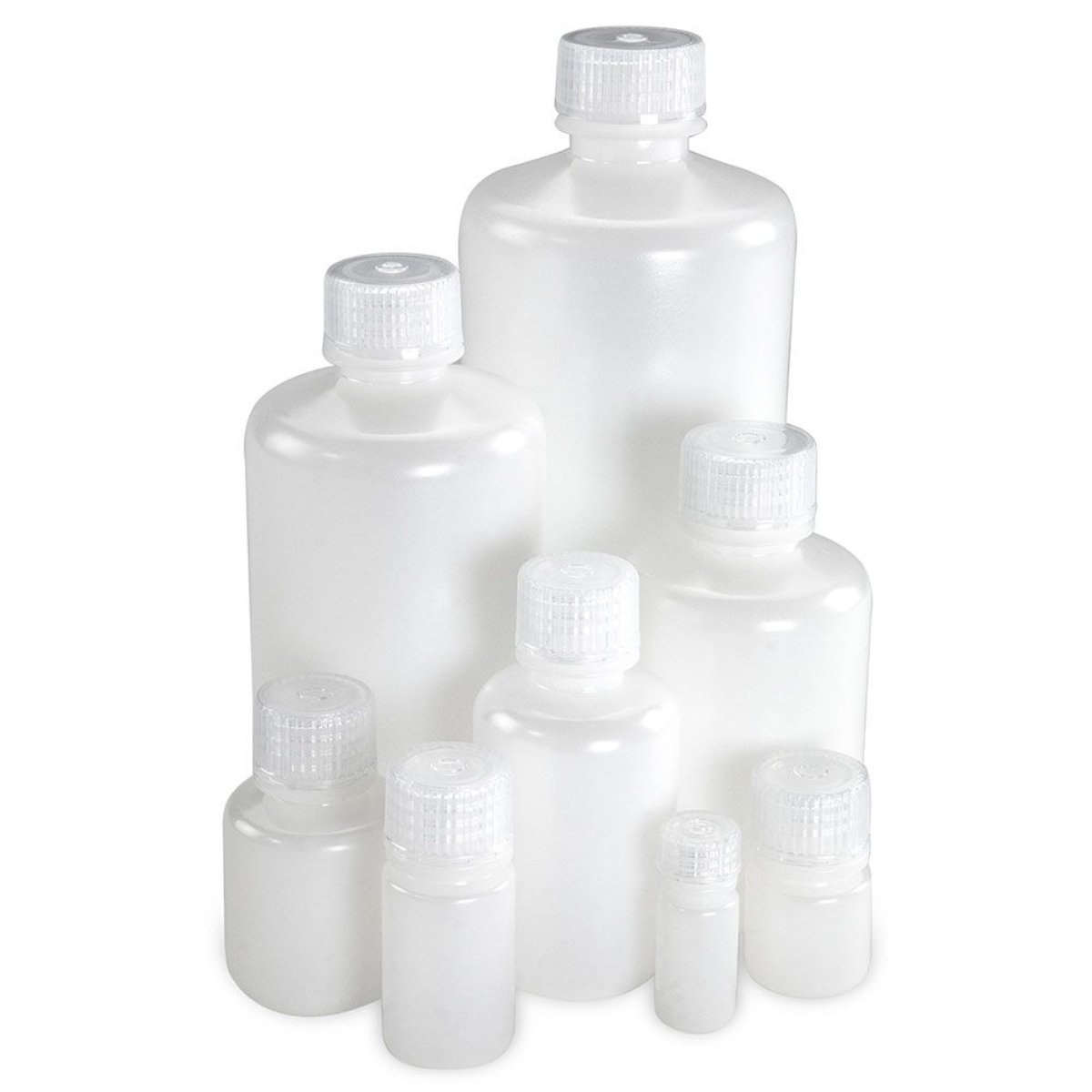 Bottle, Narrow Mouth, Boston Round, HDPE with PP Closure, 8mL, Bulk Packed with Bottles and Caps Bagged Separately, 2000/Case