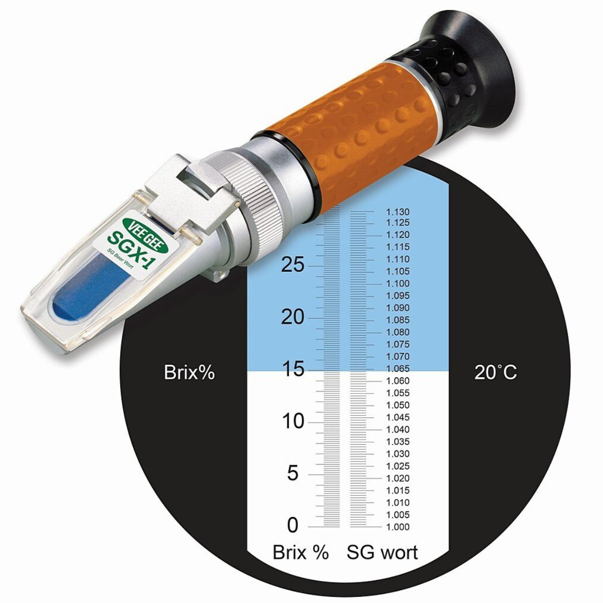 Handheld Refractometer, SGX-1, 0 to 32% Brix / 1.000 to 1.130 SG Beer Wort, ATC