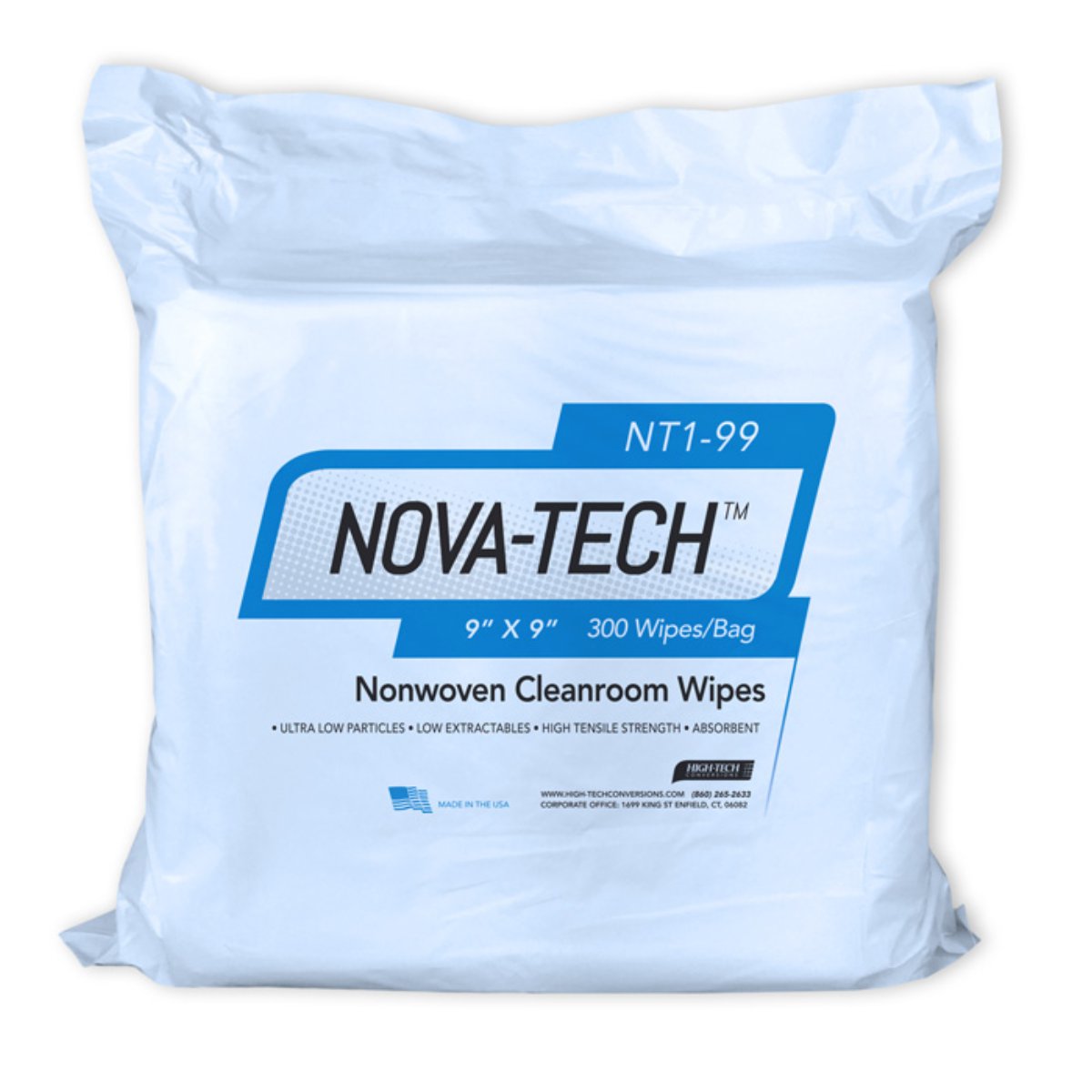 Wipes, Nonwoven Cleanroom Wipe..4in.X4in., 1200/Bag, 12 Bags/Case; 24Lbs. No Labels, CS/14400