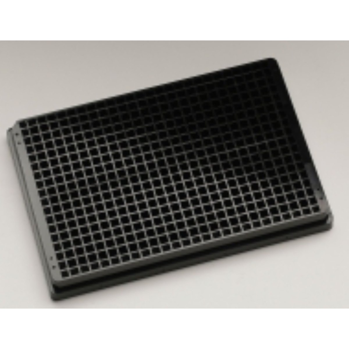 384-well Cyclo-Olefin Polymer (COP) black clear bottomed plate square wells, with Lid