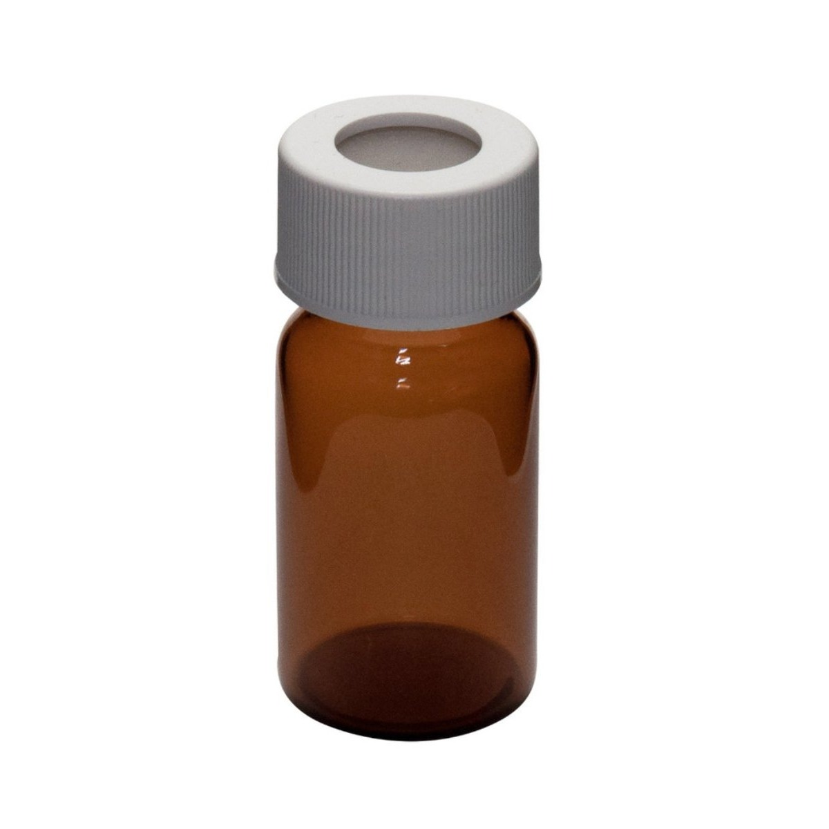 20mL Amber Vial, 24-400mm Solid Top White Polypropylene Closure, PTFE Lined