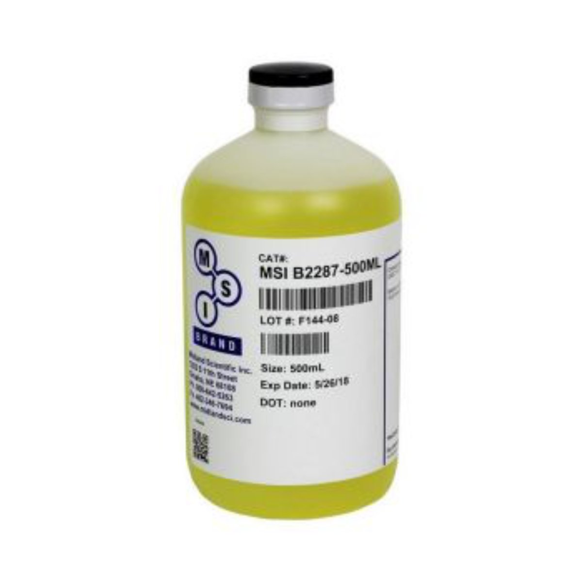 500mL Yellow Buffer Solution pH 7.0 @ 25°C, Poly Bottle