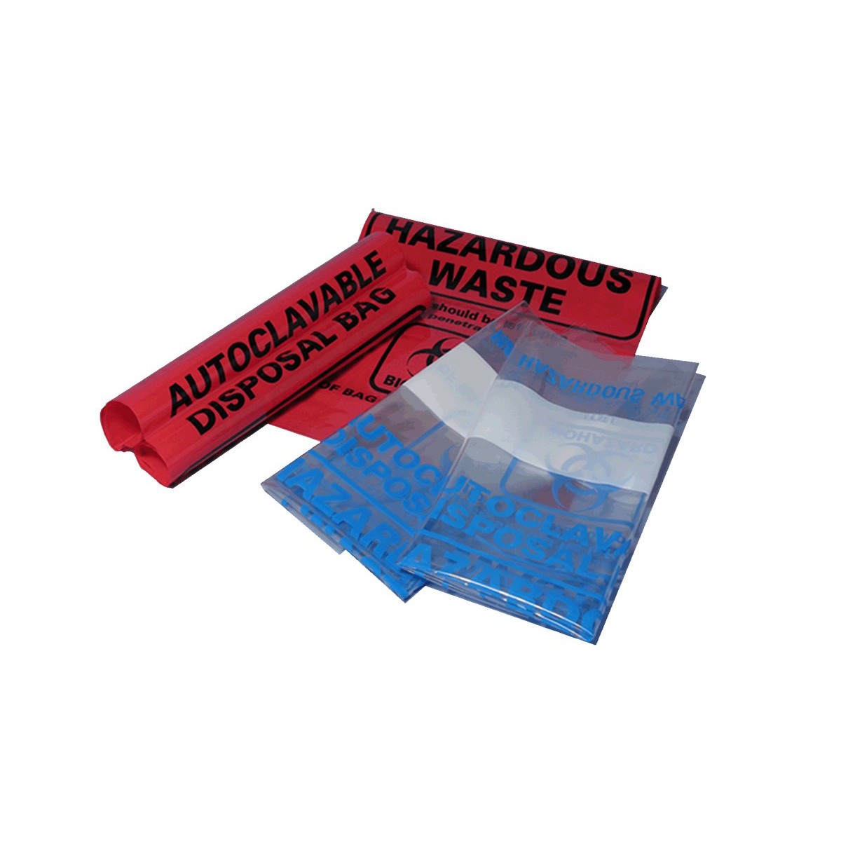 Autoclave bags, 24x32in (61 x 81.3cm), clear, biohazard, printed, marking area, 200/cs
