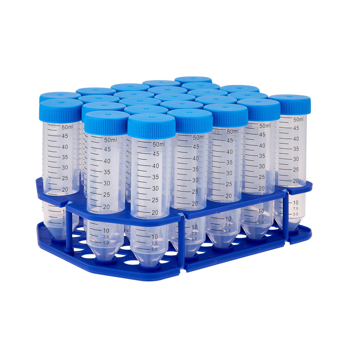 Centrifuge Tube, 50mL, conical, PP, sterile, flat screw cap,20 eco-plastic rack of 25 tubes, 500/cs