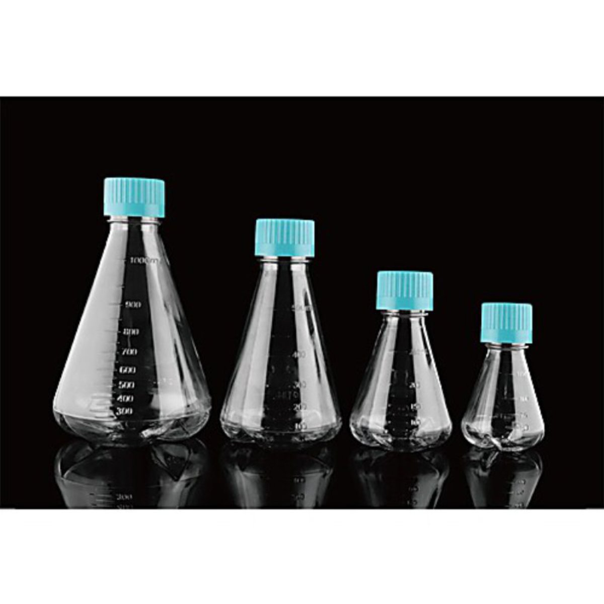 1000 mL PC Conical Erlenmeyer Flasks, with Baffles, Seal Caps, Sterile,1/pk, 6/cs