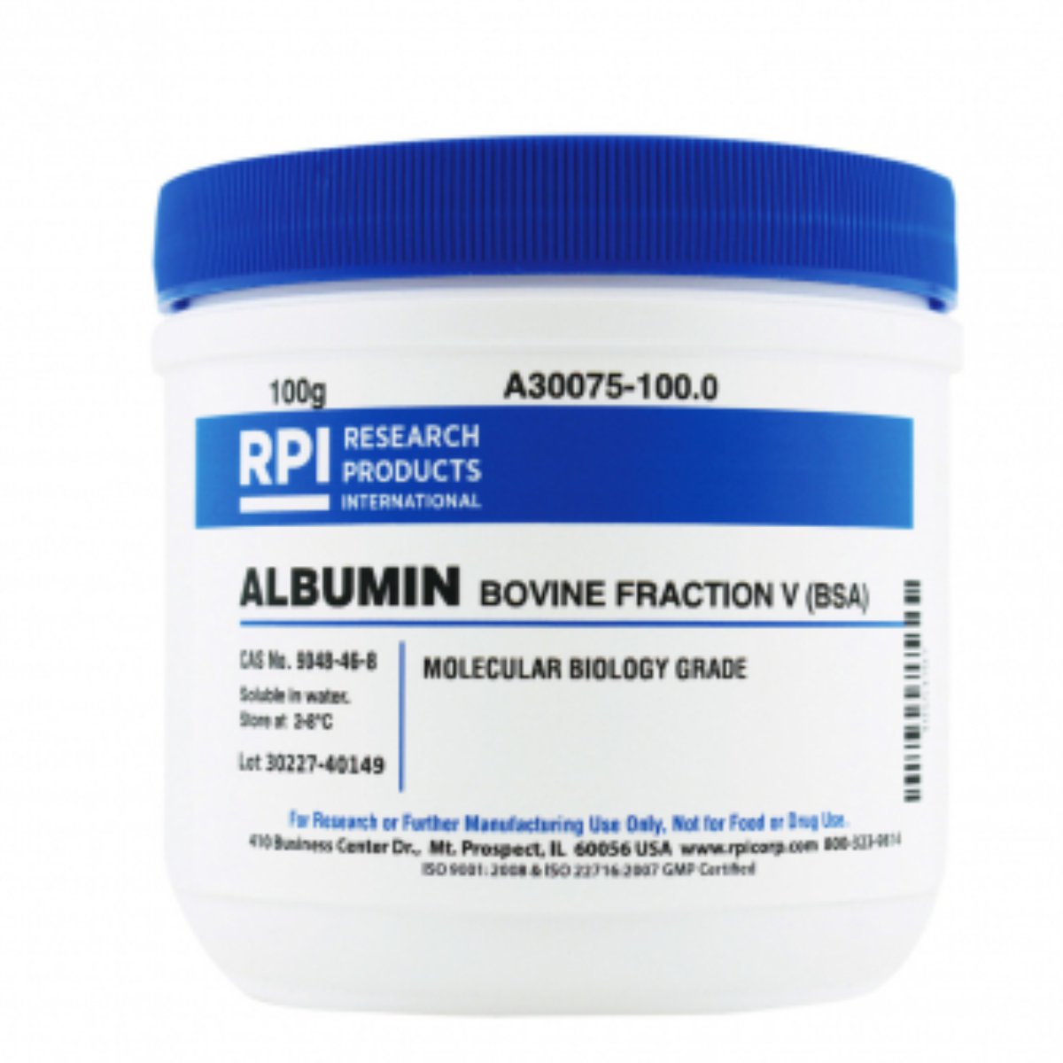 Albumin, Bovine Fraction V, BSA, 100 Grams CAS# 9048-46-8