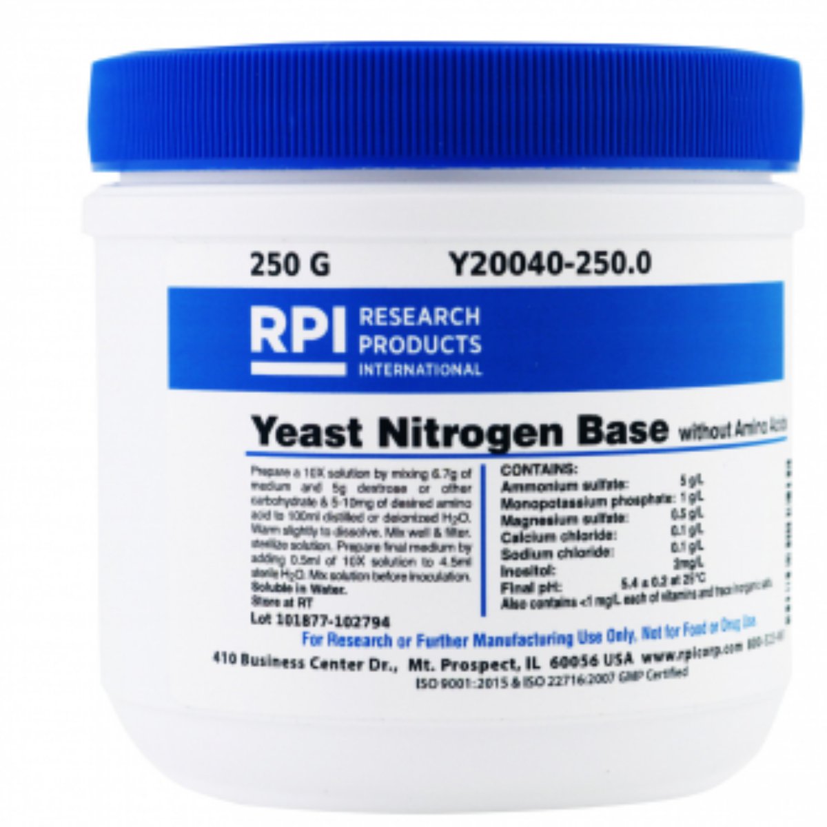 Yeast Nitrogen Base without Amino Acids, 250 Grams