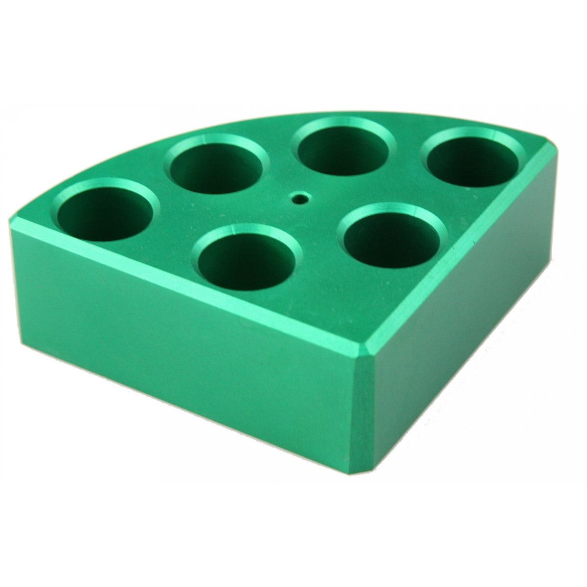 Green quarter reaction block, 6 holes 8ml reaction vessel 17.75mm dia x 26mm depth