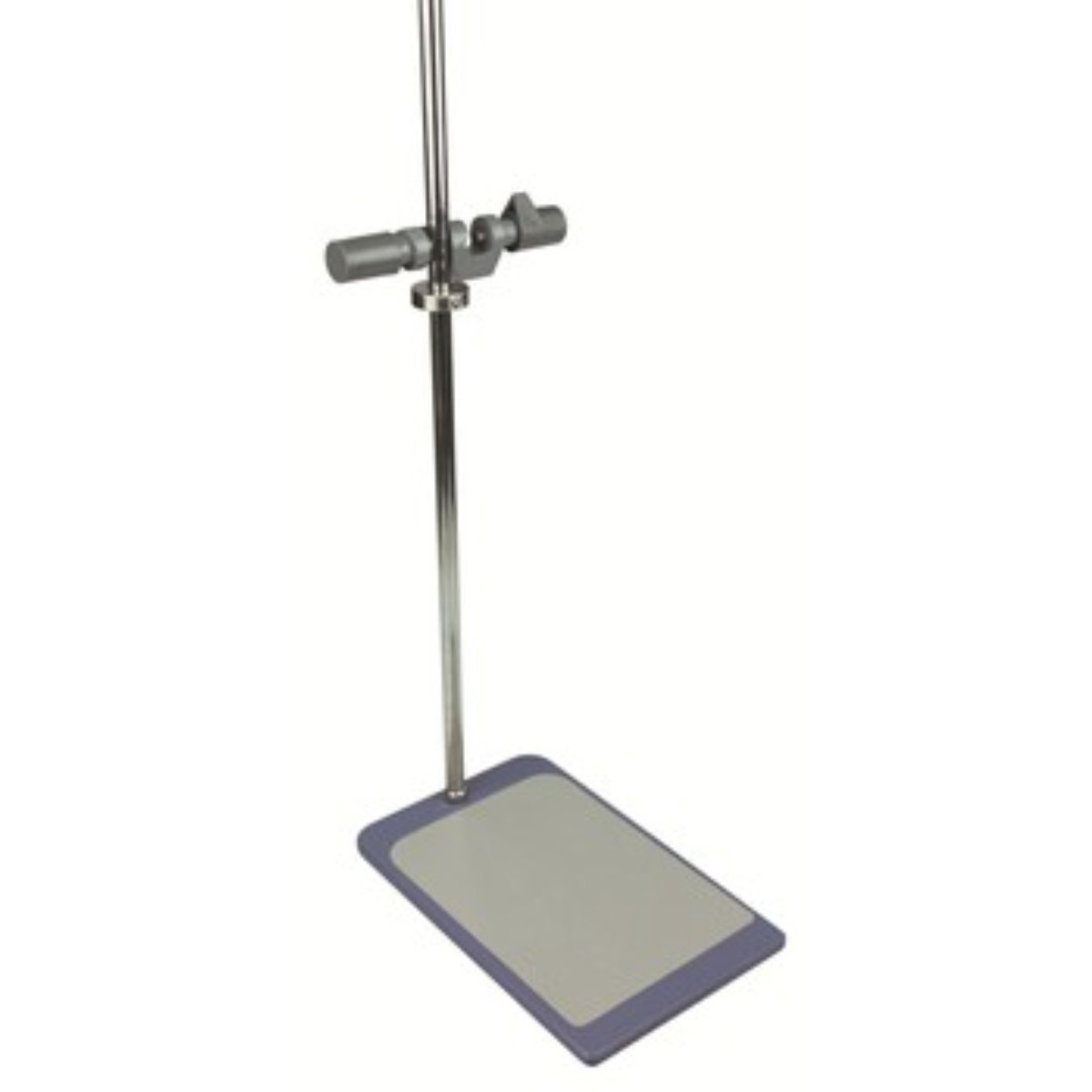 Plate stand, including support rod and clamp