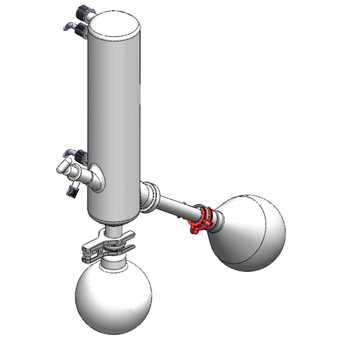 Glassware set: Vertical coiled condenser, 1000ml evaporating flask NS 24/40 and 1000ml receiving flask KS 35/20