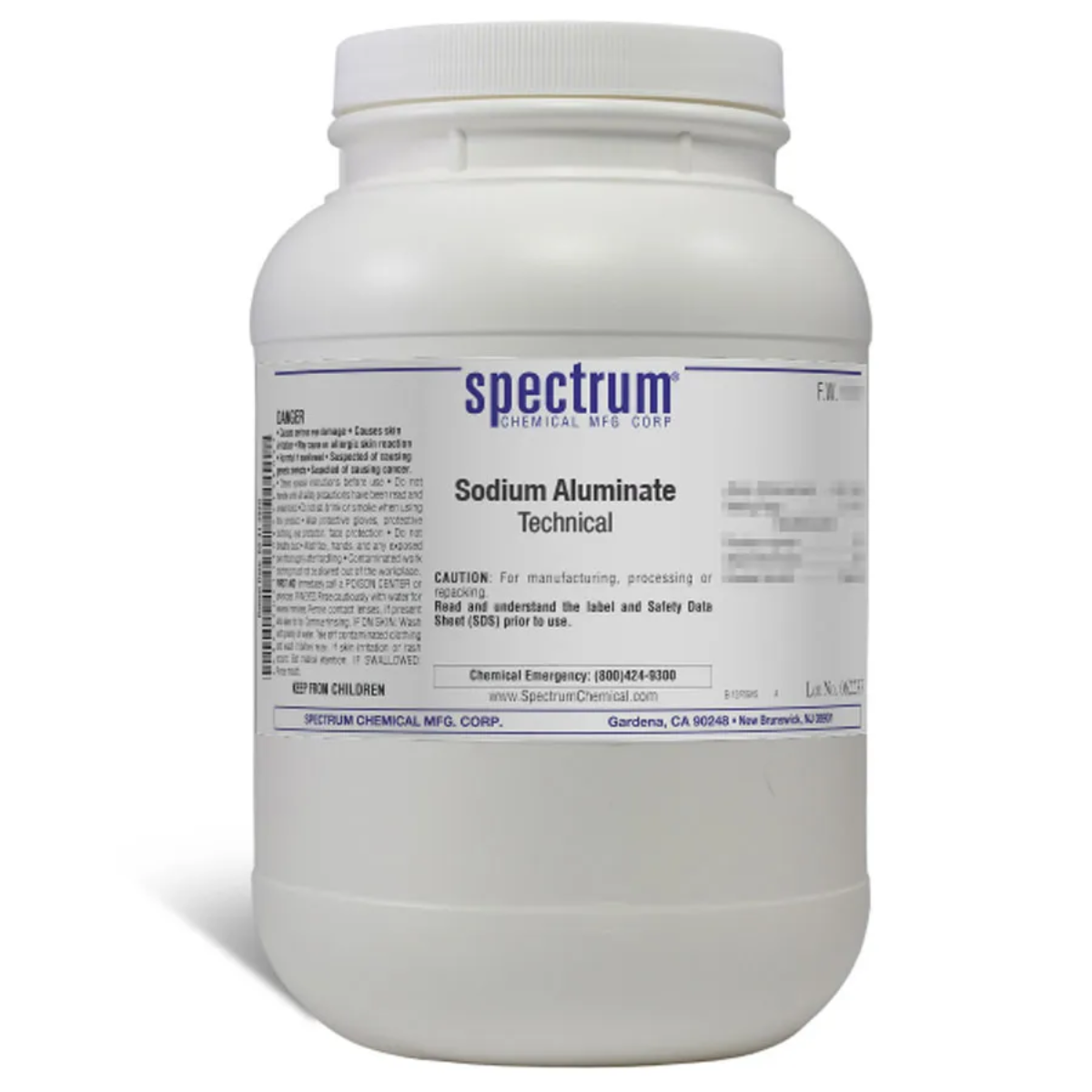 Sodium Aluminate, Technical, 2.5kg, CAS# 1302-42-7